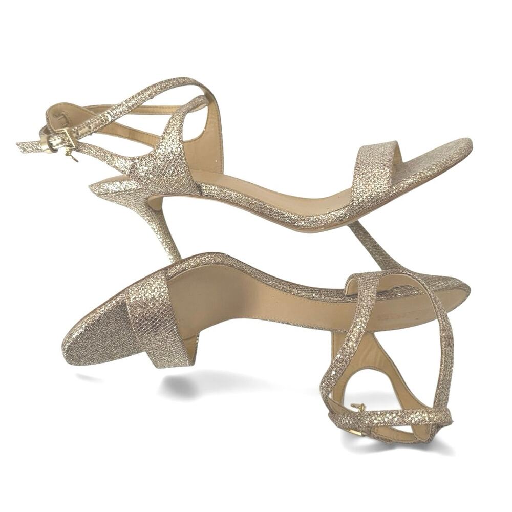 Michael Kors Metallic Gold Silver Kaylee Strappy Heel Sandals Size 9 M - Picture 8 of 10